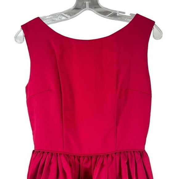 1960s Party Dress Berry Red Bow Back Sleeveless Flare Skirt Monterey Modes XS - Picture 3 of 13